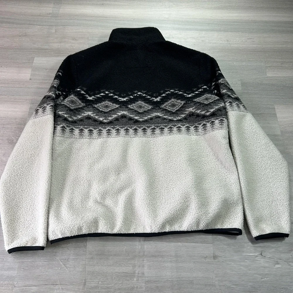 Powder River Outfitters Jacket Mens Large White Aztec Fleece 1/4 Zip Western